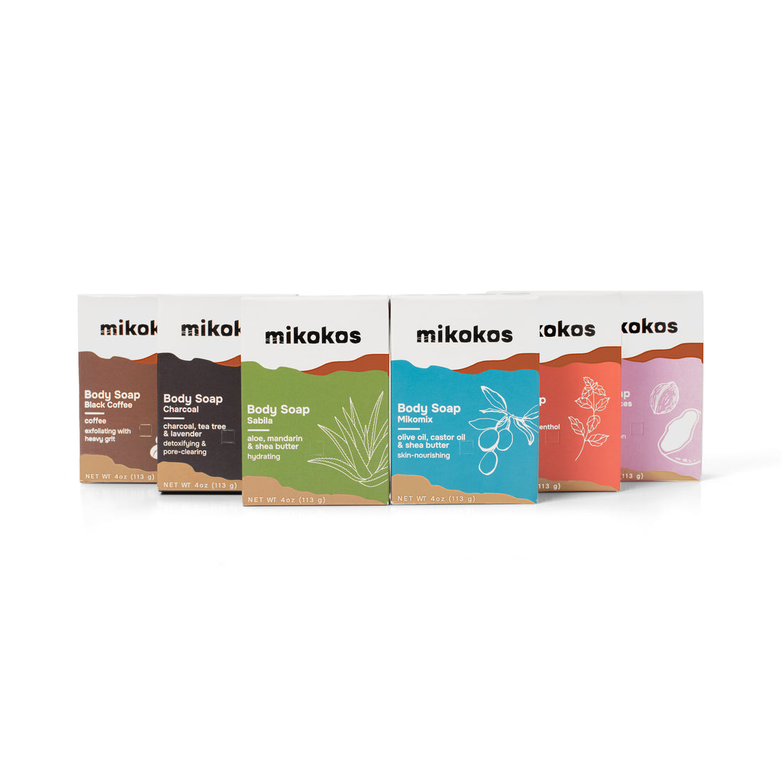 Colección completa de jabones corporales Mikokos, hechos a mano en Puerto Rico