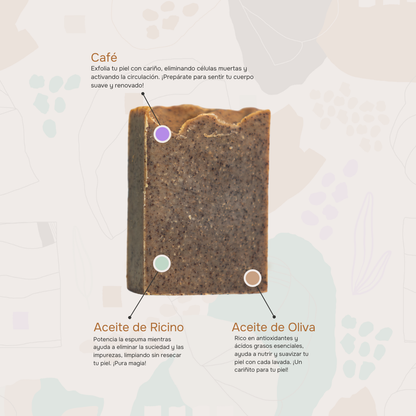 Café: Barra de Jabón Exfoliante y Energizante